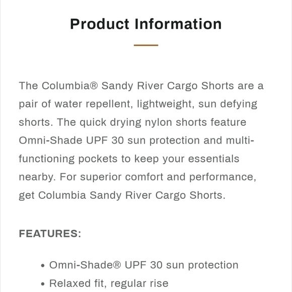 Columbia Light-weight Sandy River Cargo Shorts in Tusk with Belt, Size XS - Picture 8 of 16